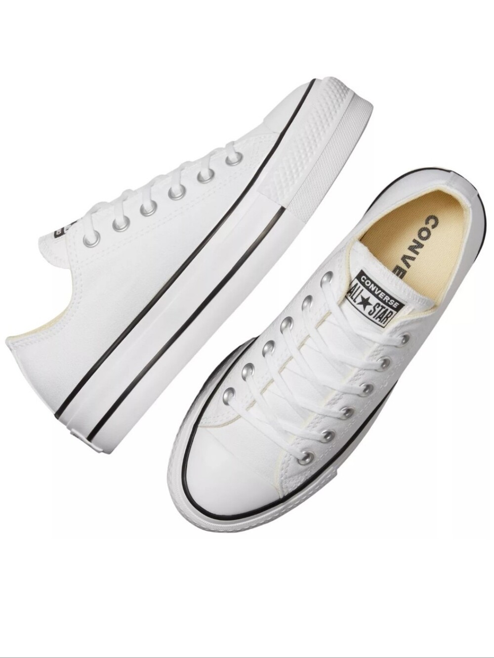 Converse Chuck Taylor All Star Lift Platform Low Top Sneakers White M7/W9 EUC